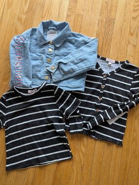 Girls Size 4 Jean Jacket + T-shirts Bundle